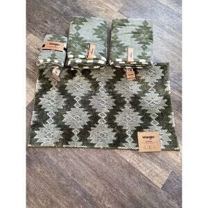 Wrangler Clayton Green Western Bath Set with Rug 2 Bath Towels 2 Hand Towels